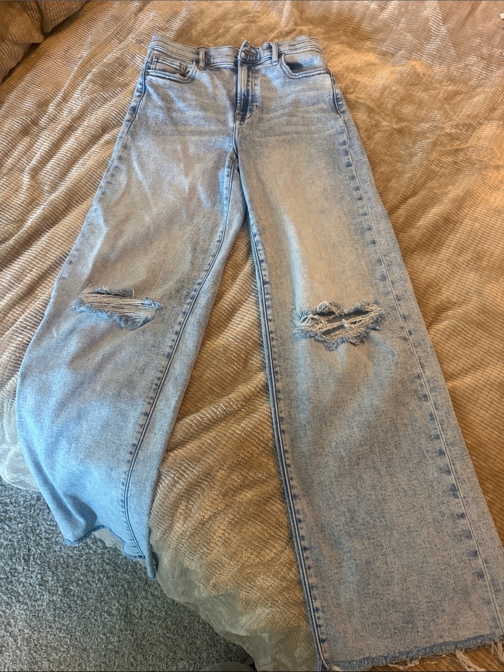 HIDDEN- Light Wash Hi-Rise Dad Distressed Wide-Leg Women's Jeans